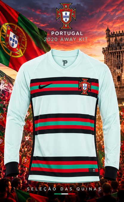 Portugal maillot extérieur rétro 2020 manches longues — affiche