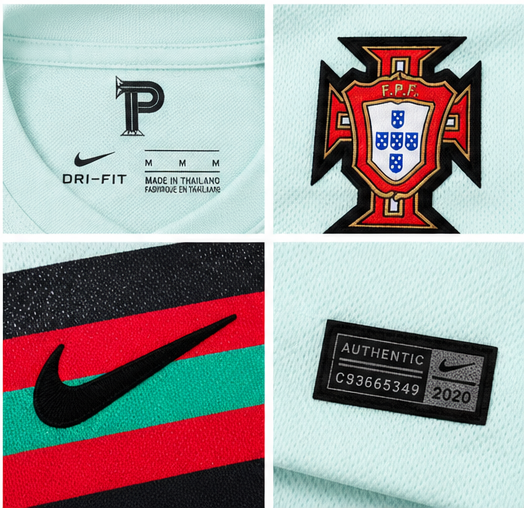 Portugal maillot extérieur rétro 2020 manches longues — detail