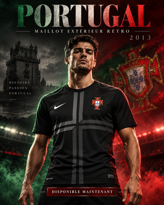 Portugal maillot extérieur rétro noir 2013 affiche