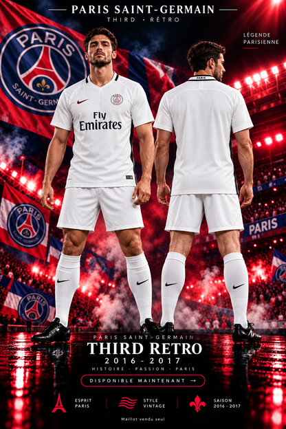 PSG third rétro 2016-2017 – mise en scène illustrative, maillot vendu seul