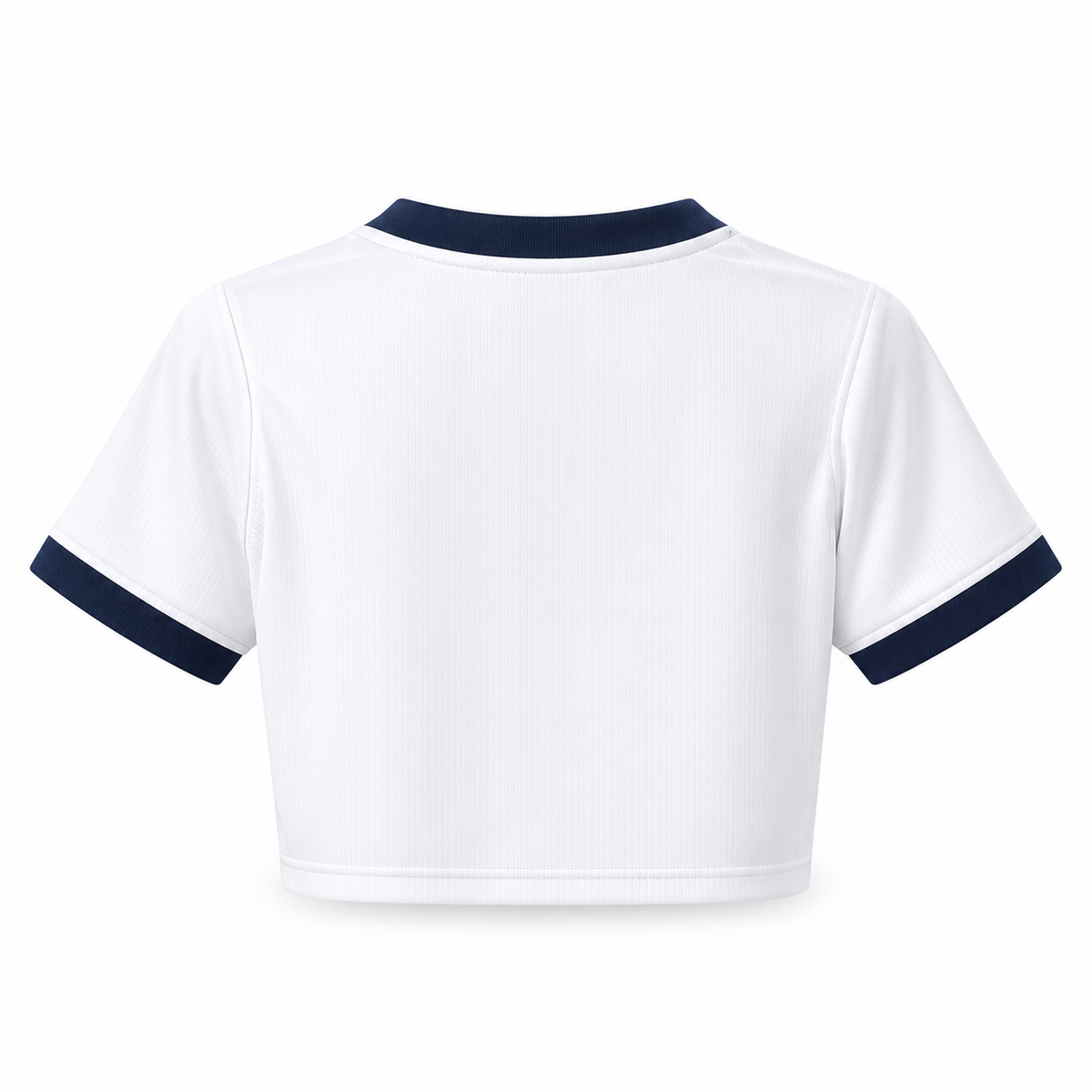 Maillot PSG extérieur cropped femme 2026-2027, dos blanc uni sur fond blanc