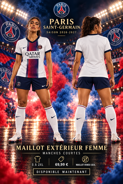 Affiche PSG extérieur femme 2026-2027 mannequin face et dos