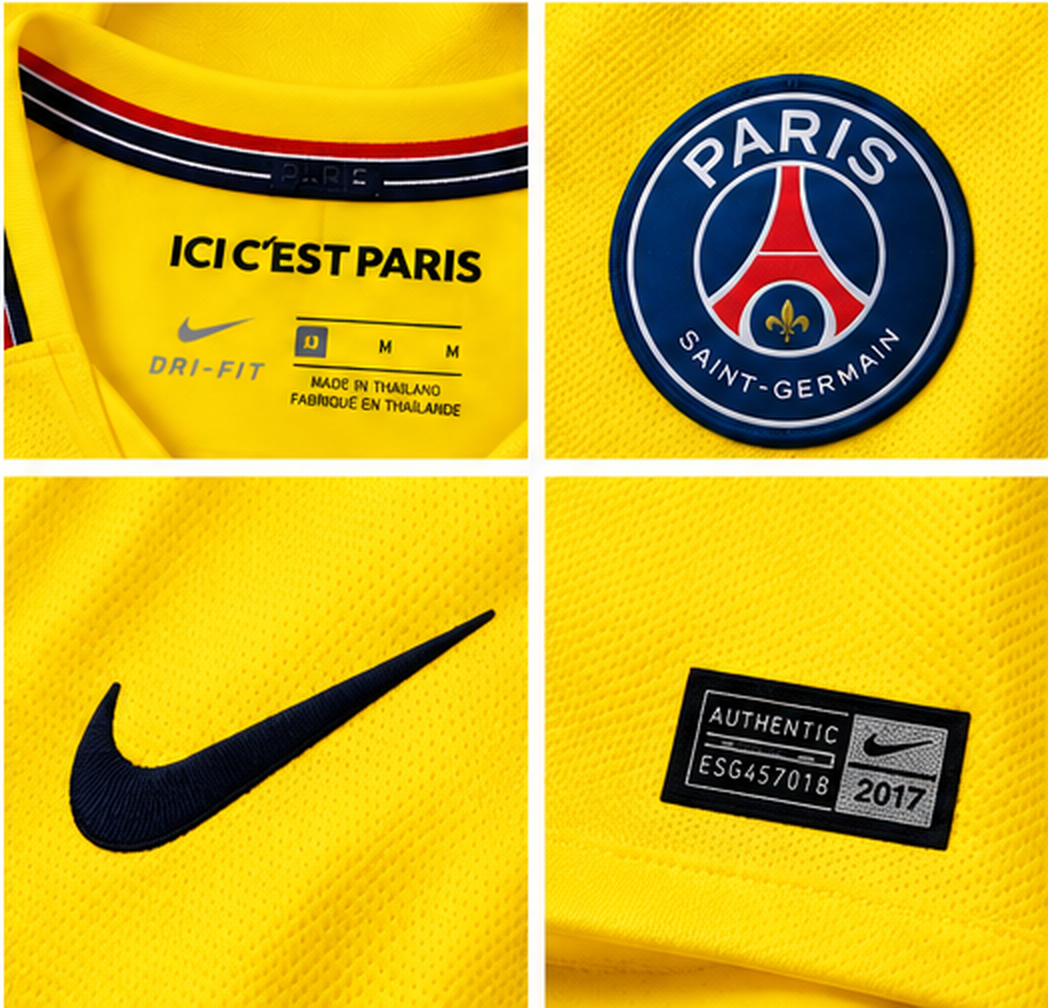 PSG extérieur rétro jaune 2017/2018 sans cintre - detail