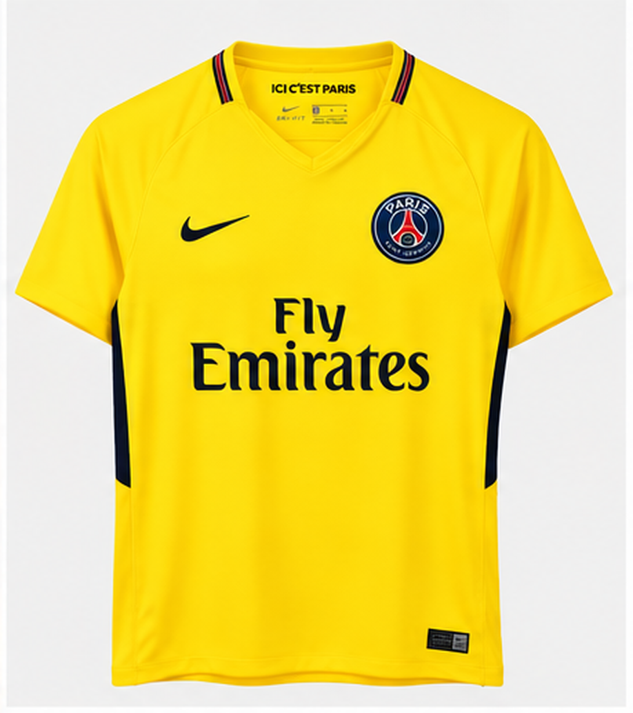PSG extérieur rétro jaune 2017/2018 sans cintre - face