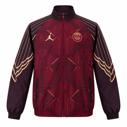 Veste PSG Jordan réversible côté bordeaux face sur fond blanc