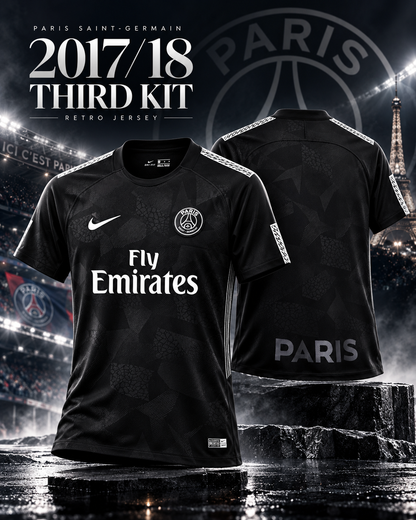 Maillot PSG Third noir rétro 2017/18 affiche