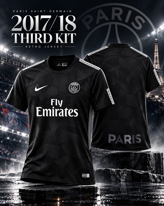 Maillot PSG Third noir rétro 2017/18 affiche