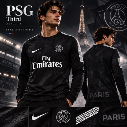 PSG third rétro noir 2017/2018 manches longues – affiche