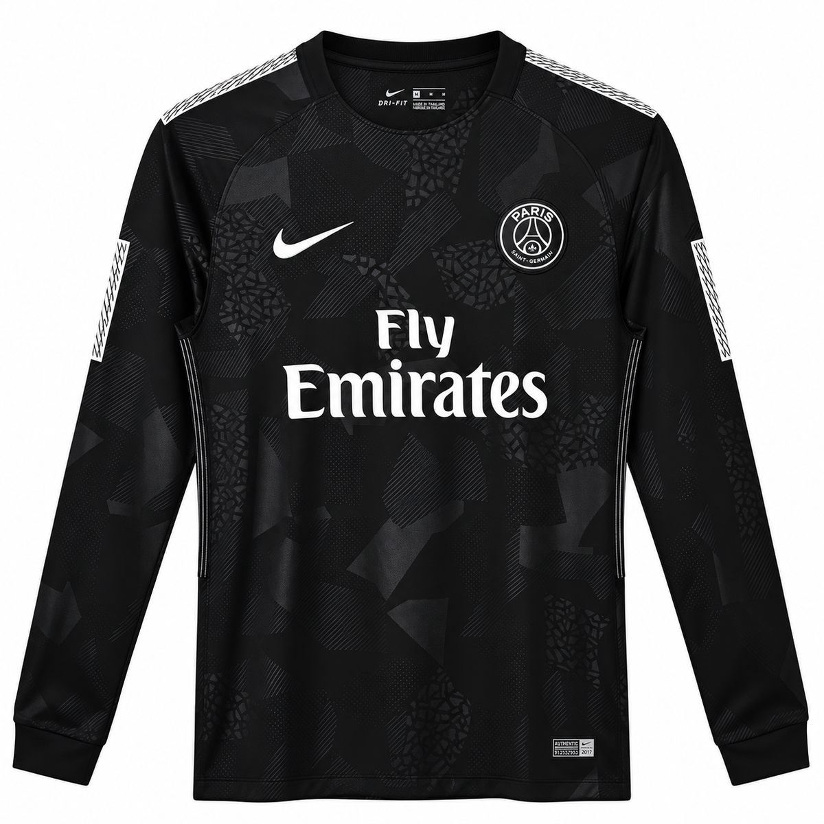 PSG third rétro noir 2017/2018 manches longues – face