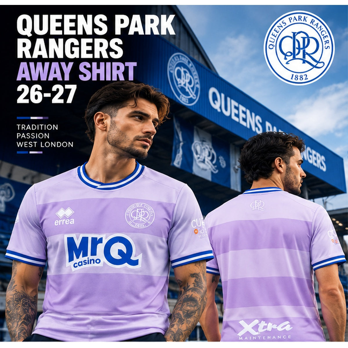 Affiche premium Queens Park Rangers Away 2026-2027 - deux mannequins face et dos
