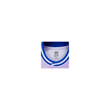 Détail du col bleu et blanc Errea