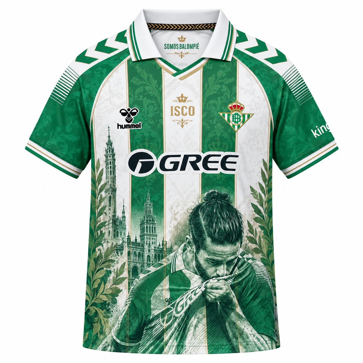 Face avant du maillot commémoratif Real Betis 26/27 sur fond blanc