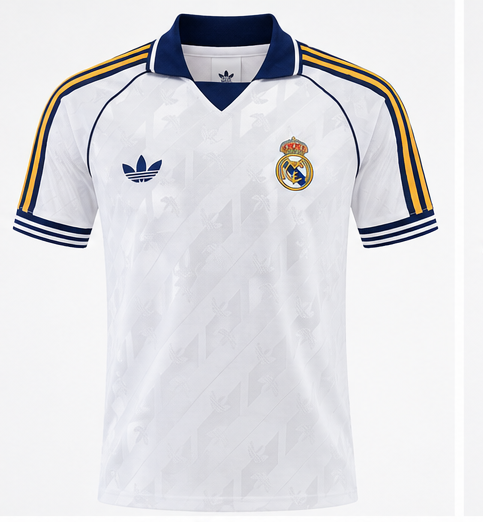 Real Madrid ensemble rétro entraînement 2026/27 maillot blanc short marine face