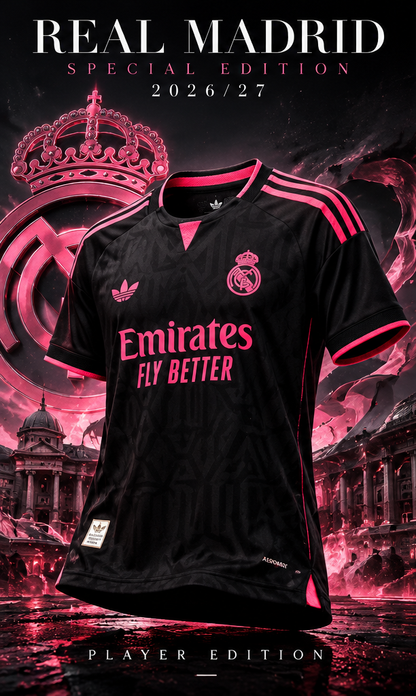 Real Madrid Player Special Edition 2026/27 noir et rose – affiche