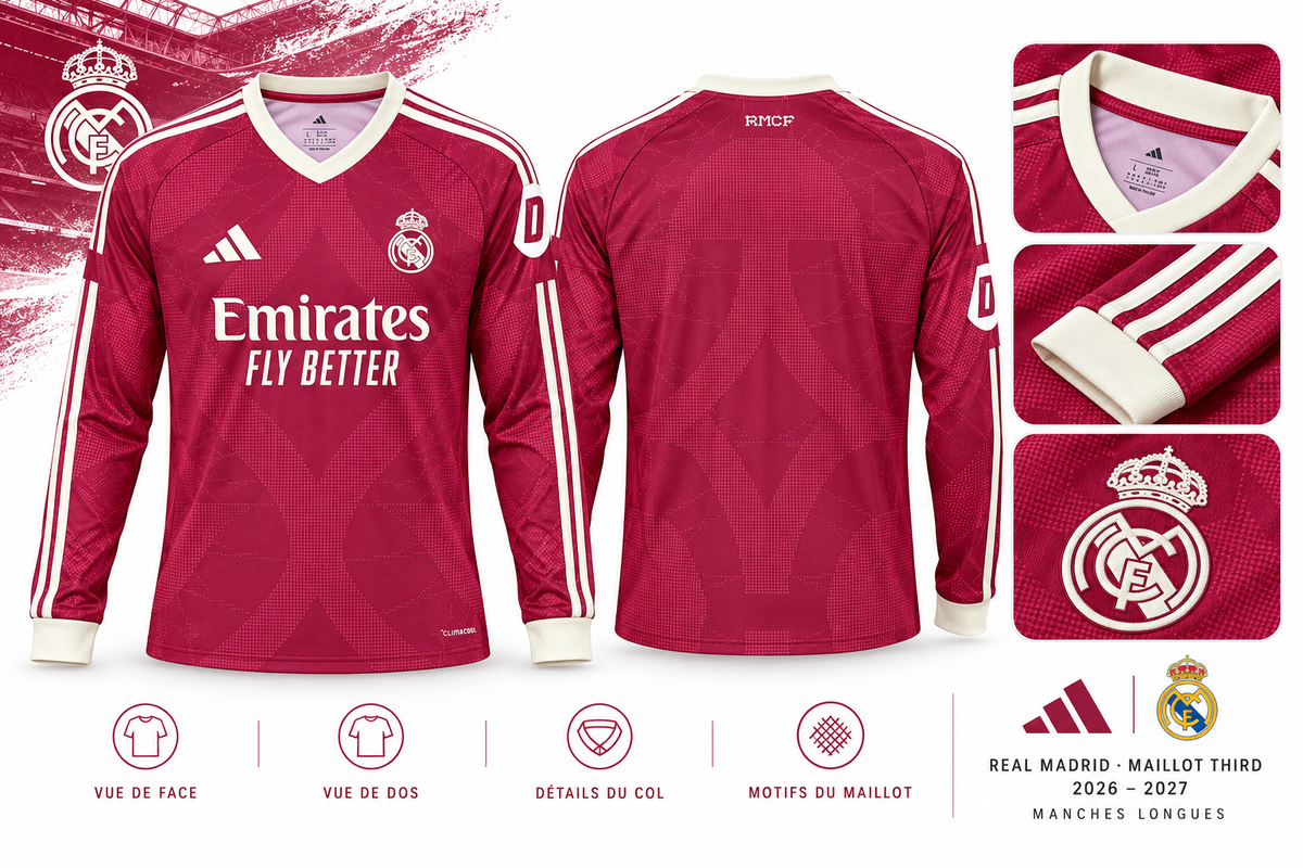Maillot Real Madrid third 2026-2027 manches longues — détails