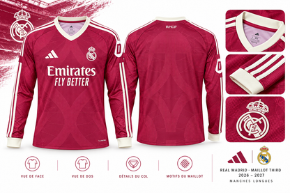 Maillot Real Madrid third 2026-2027 manches longues — détails