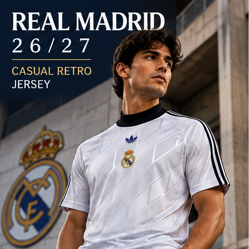 Real Madrid White Casual Retro blanc 2026/27 – affiche