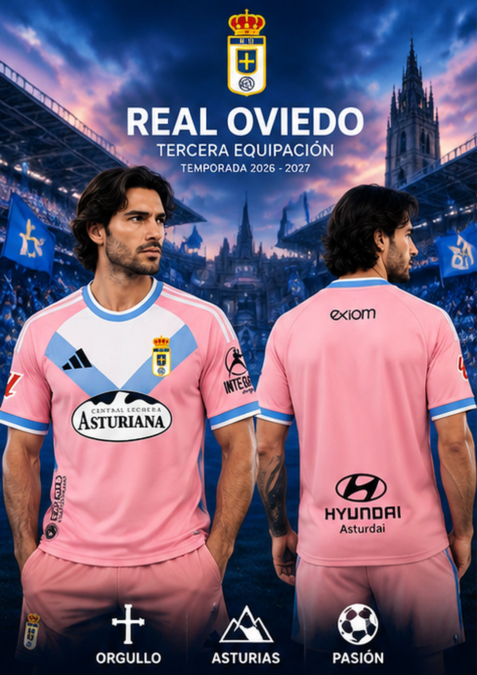 Affiche premium maillot Third Real Oviedo 2026-2027 rose