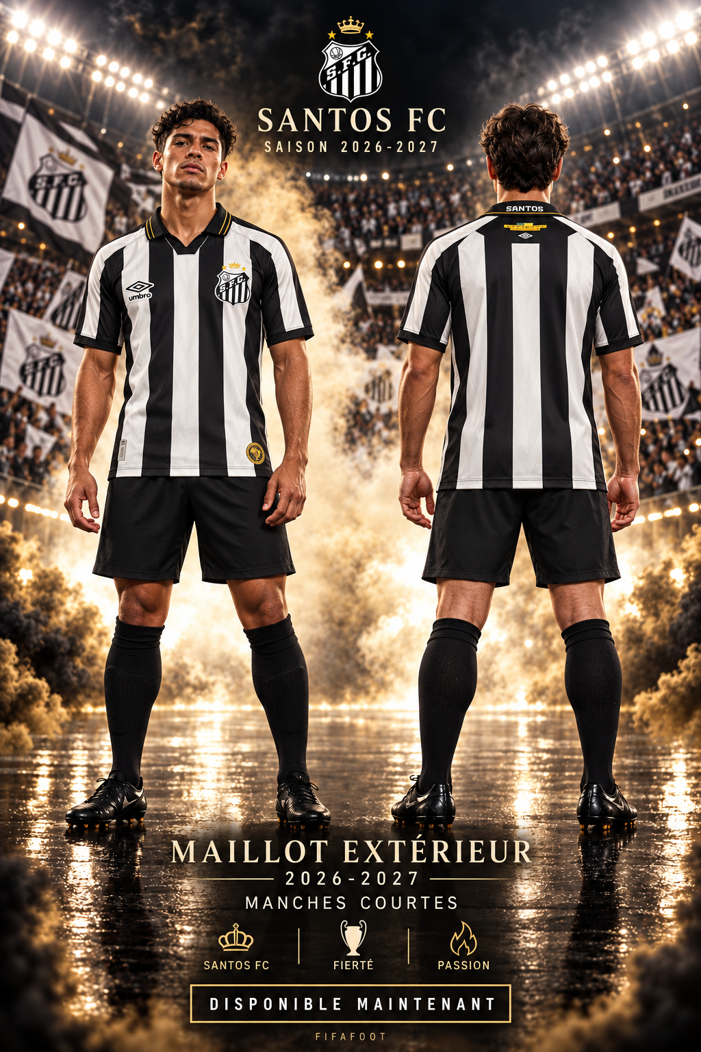 Affiche Santos extérieur 2026-2027 – mannequins de face et de dos
