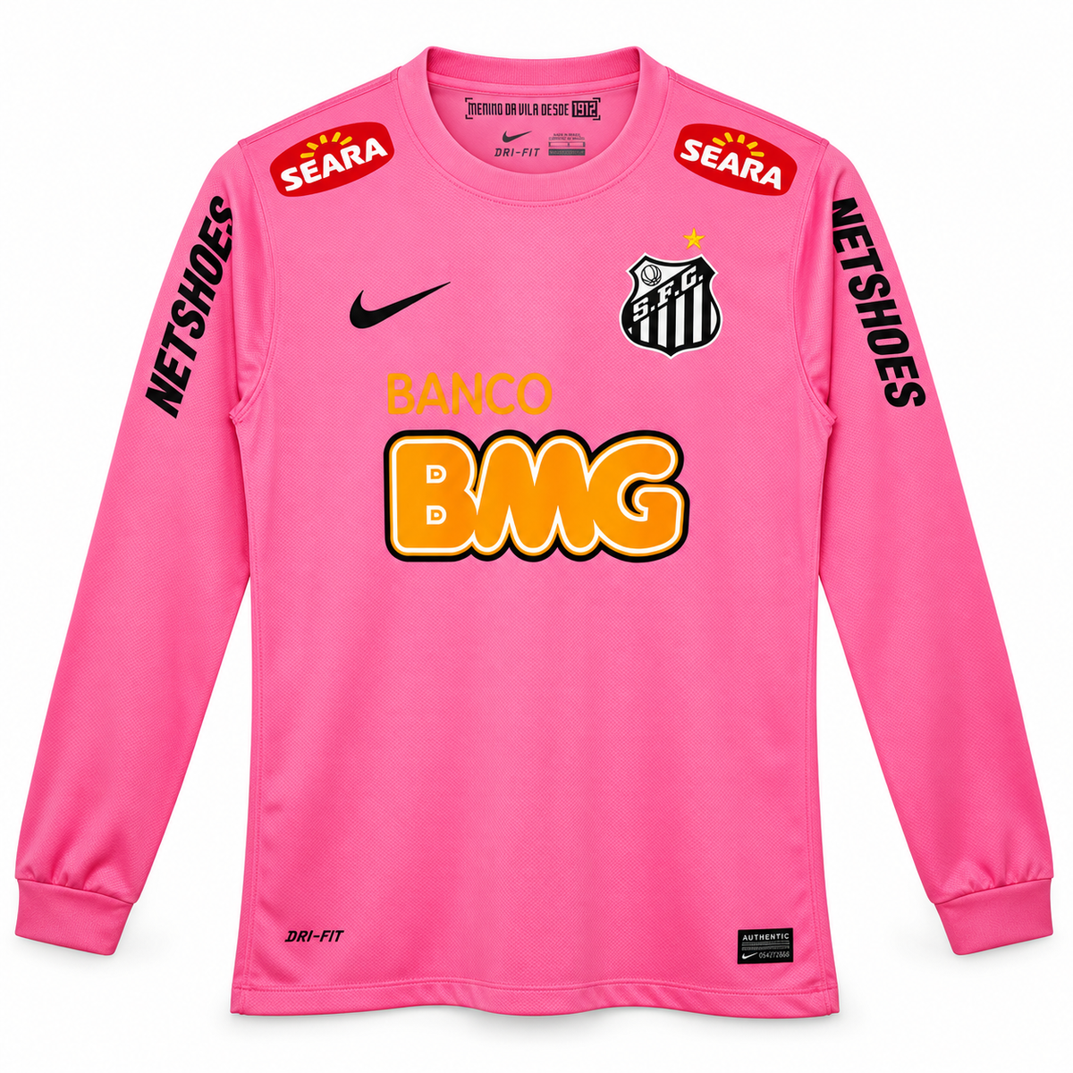 Maillot Santos FC rose rétro 2012/13 manches longues - face