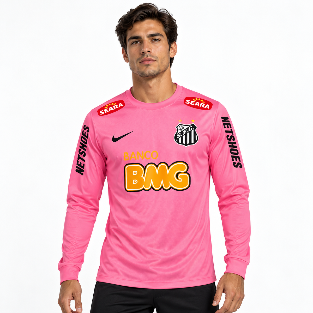 Maillot Santos FC rose rétro 2012/13 manches longues - mannequin