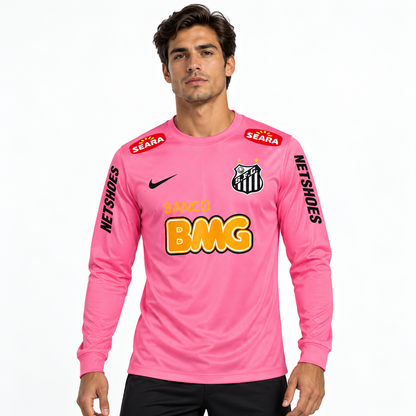 Maillot Santos FC rose rétro 2012/13 manches longues - mannequin