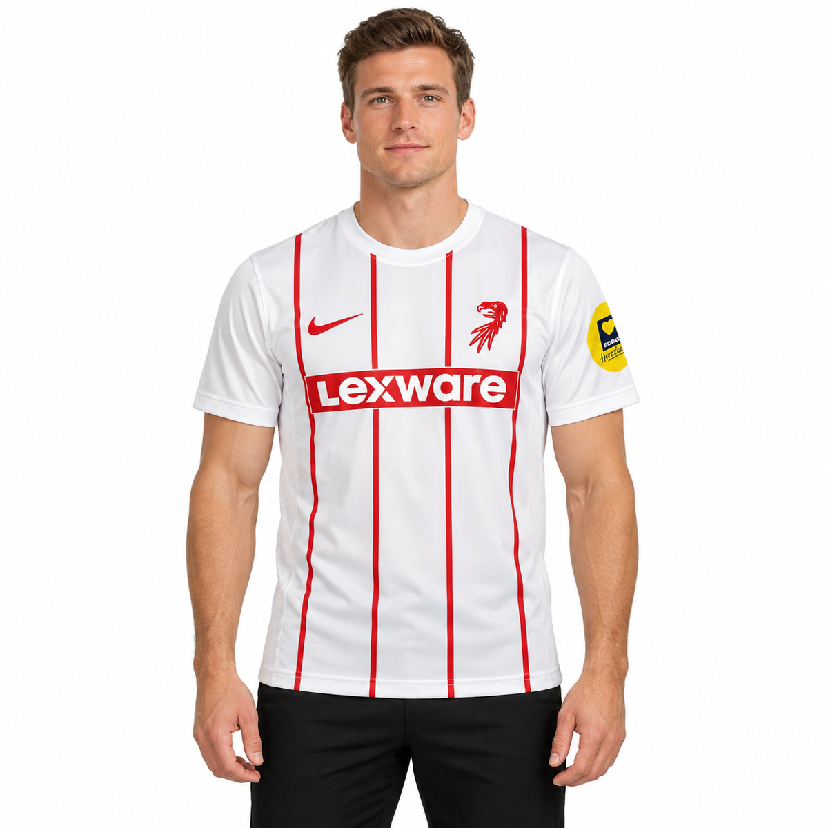 Maillot SC Fribourg Third blanc et rouge 2026-2027 — mannequin