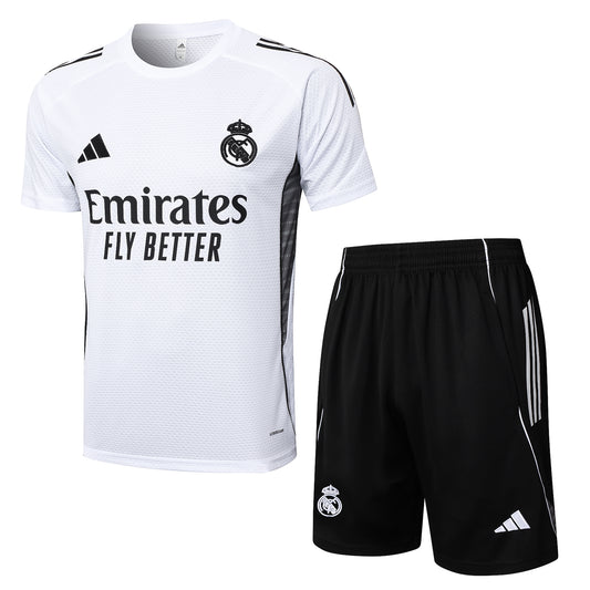 Ensemble T-shirt + short blanc/noir  Real Madrid 2025-2026