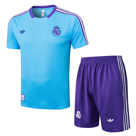 Ensemble T-shirt + short bleu turquoise  Real Madrid 2025-2026