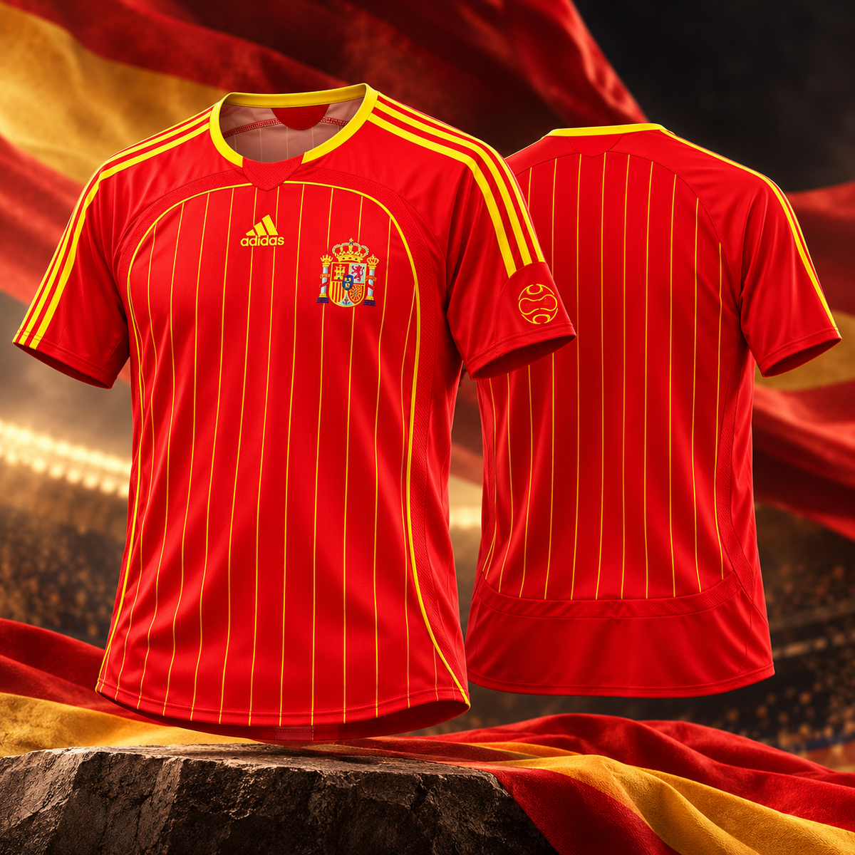 Espagne maillot domicile rétro rouge et jaune 2006 affiche