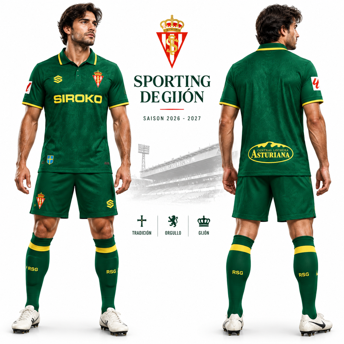 Affiche Sporting de Gijón 2026-2027 maillot extérieur