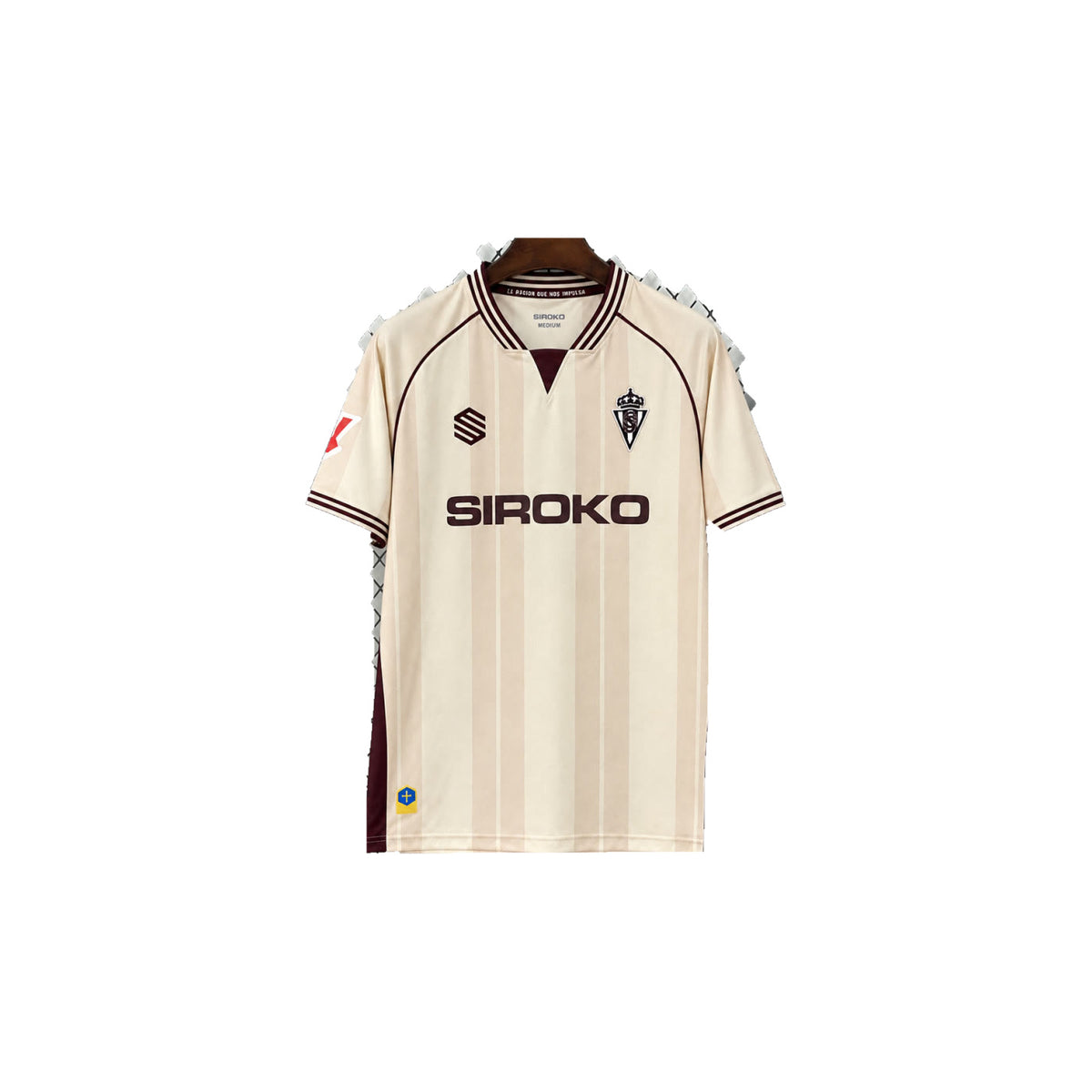 Maillot Third Sporting de Gijón 2026-2027 crème bordeaux vue de face