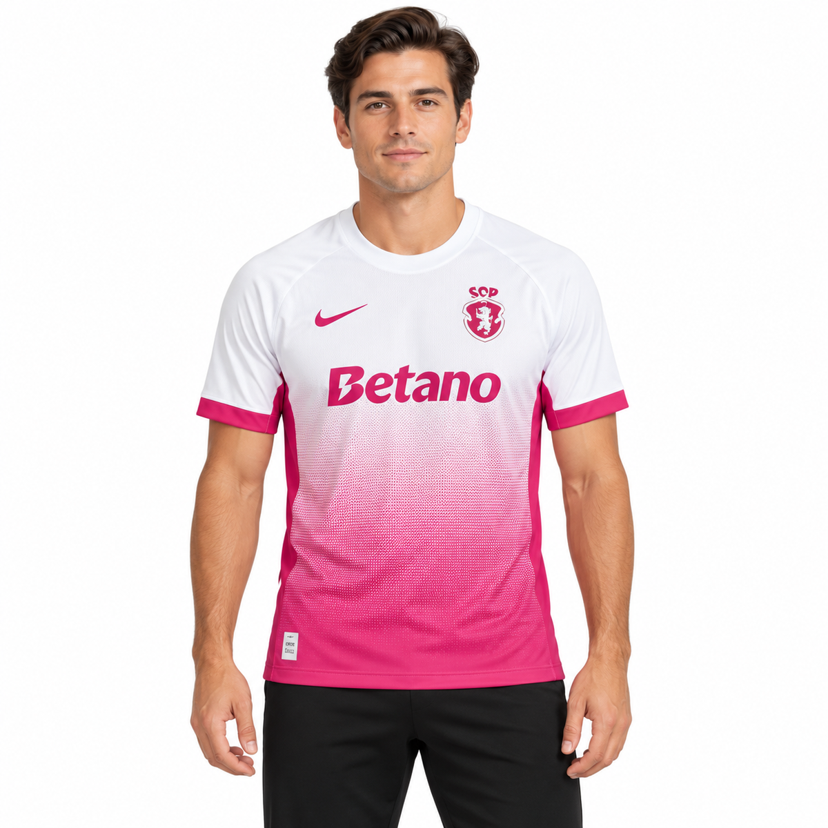Maillot Sporting Lisbonne Third 2026-2027 blanc et rose — mannequin