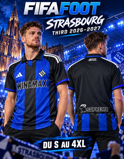 Maillot RC Strasbourg Third 2026-2027 bleu et noir — affiche
