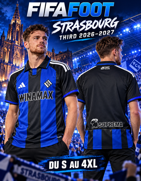 Maillot RC Strasbourg Third 2026-2027 bleu et noir — affiche