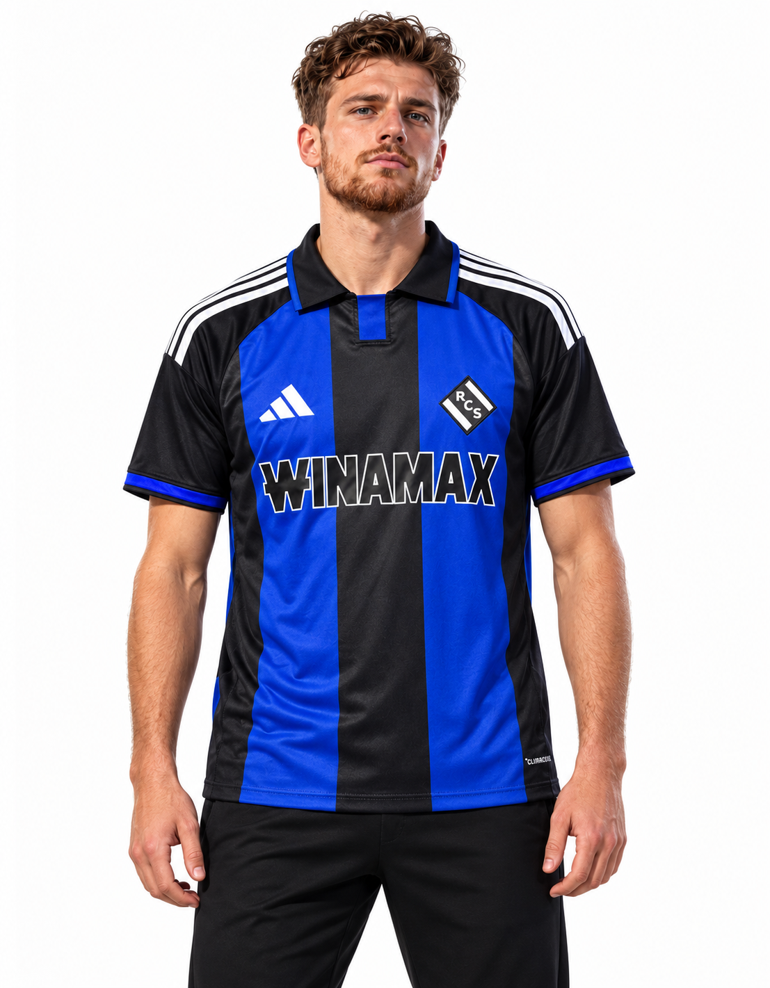Maillot RC Strasbourg Third 2026-2027 bleu et noir — mannequin