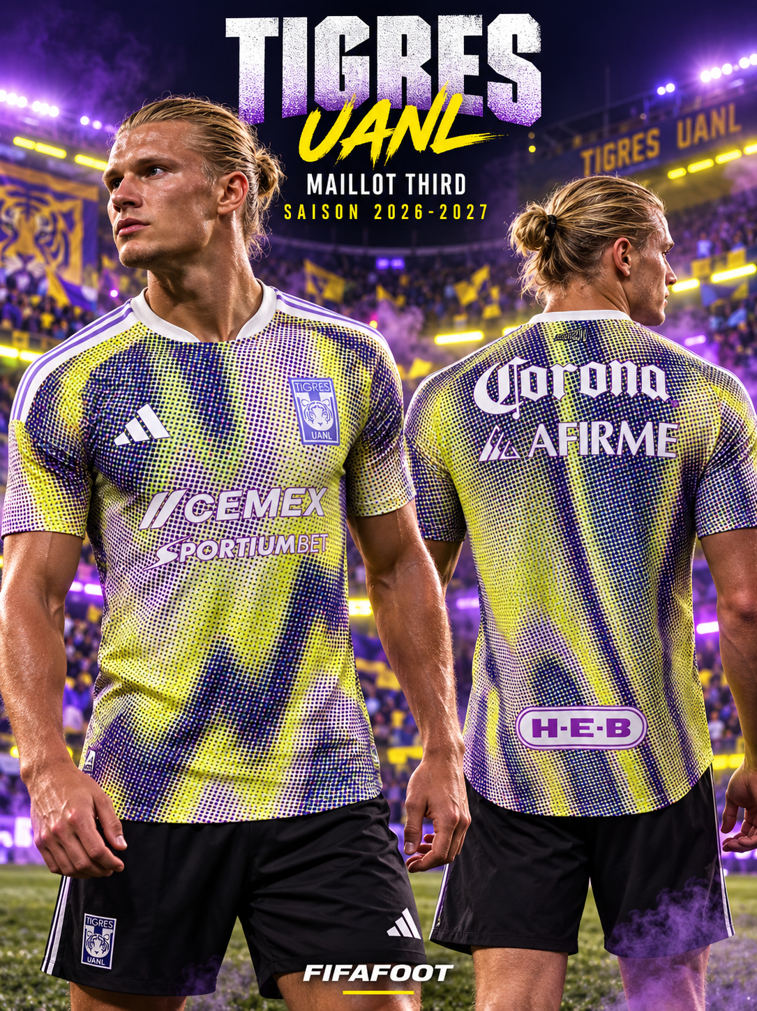 Maillot Tigres UANL third homme 2026-2027 — même mannequin blond de face et de dos